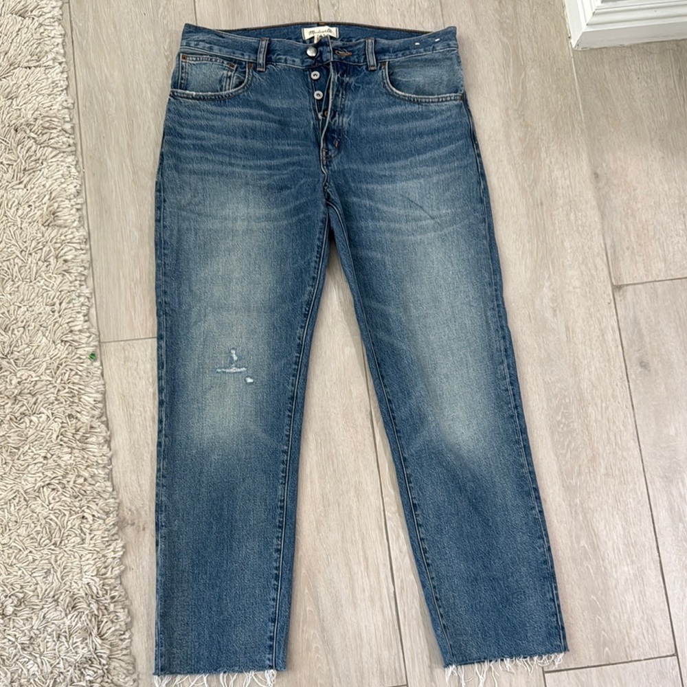 Madewell size 28 the dean easy straight Jean cropped Blue Denim Jeans—like new!